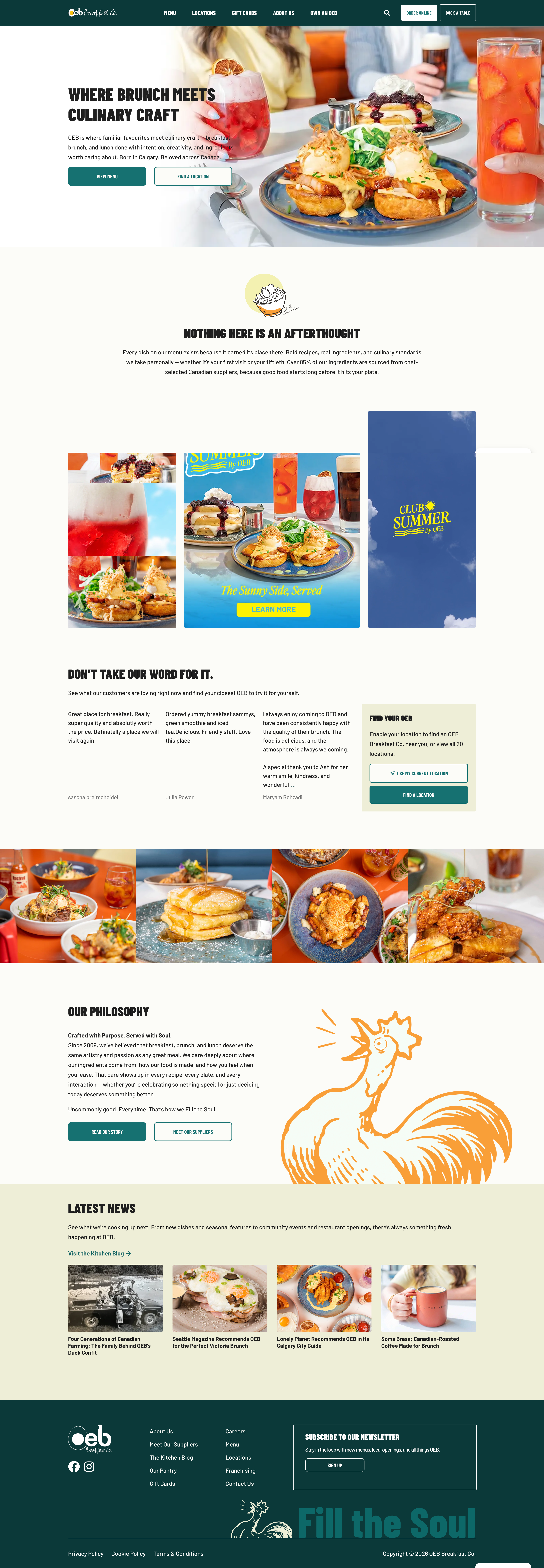 OEB Breakfast Co. redesigned homepage